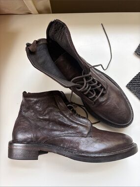 A&M Italy Dark Brown Leather women Chukka Boots